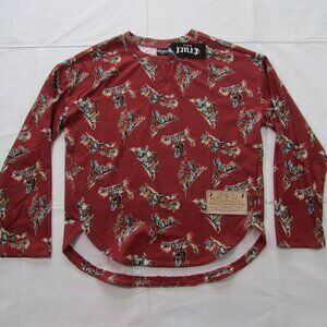 Cruel Girl's XL (12) Long Sleeve Dolman Western Bronc Print Blouse Shirt